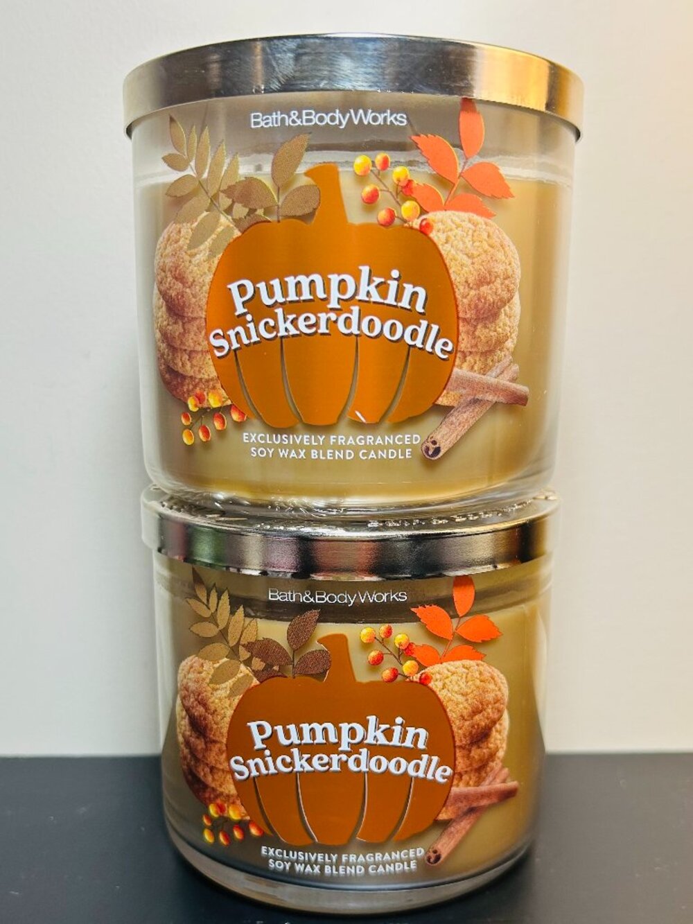(2) Bath & Body Works Pumpkin Snickerdoodle 3-Wick Candles NEW